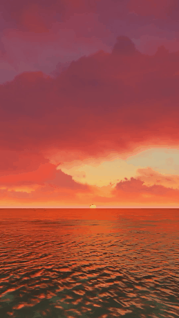 卡通夕阳落日黄河海平面唯美背景