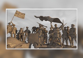 C4D模型：红军战士雕塑军人革命题材3D模型 C4D 3DS FBX OBJ格式
