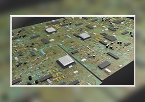 C4D模型：高精度工业电路板电子芯片线路3D模型