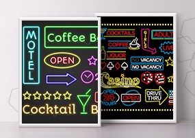 PSD模板：酒吧KTV咖啡厅霓虹灯光艺术字体特效EPS矢量素材