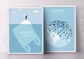 AI矢量：环境保护地球海水海洋动物环保公益插画素材