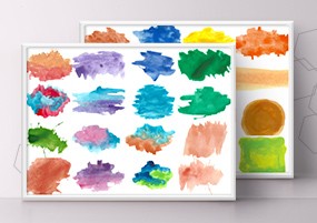 PNG免抠素材：500张水彩水墨画渐变晕染材质贴图 