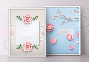 PSD模板：粉红鲜花花朵植物花卉海报背景素材