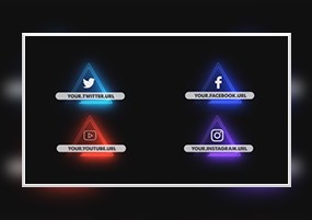 AE模板：社交媒体平台宣传字幕条关注引导霓虹灯发光动画