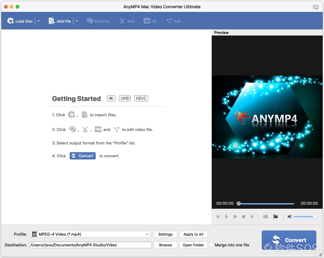AnyMP4 Mac Video Converter Ultimate for Mac v8.2 格式转换器