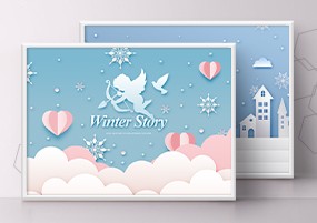 PSD模板：冬日气氛圣诞节日贺卡邀请函海报PSD分层素材