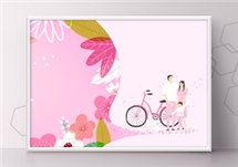 PSD模板：人物风景骑单车春节插画元素PSD素材