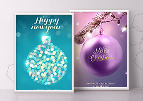 PSD模板：冬日气氛圣诞年末宣传海报PSD分层素材