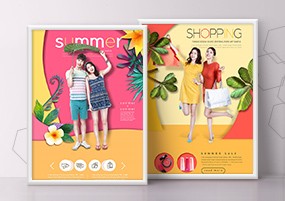 PSD模板：旅游度假夏日泳装促销海报PSD分层素材