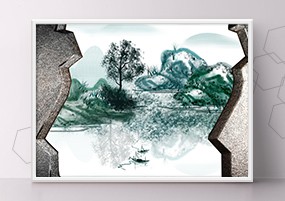 PSD模板：新中式山水艺术装饰画PSD分层素材