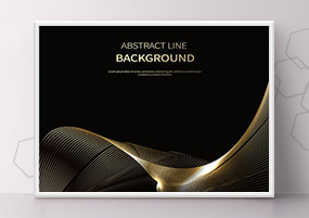 EPS矢量：黑色线条金色曲线创意设计素材