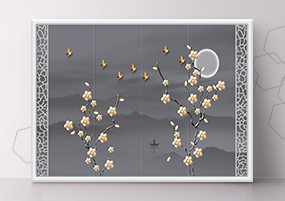 PSD模板：新中式装饰画古典传统卧室PSD素材