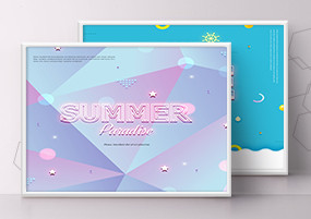PSD模板：时尚潮流霓虹灯装饰彩色韩文商务海报设计素材