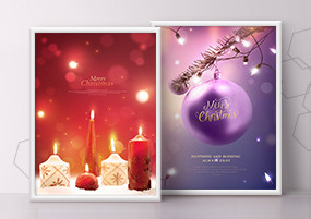 PSD模板：外国圣诞节日年末促销宣传贺卡海报PSD分层素材