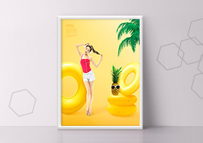 PSD模板：夏日美女柠檬广告海报PSD分层设计素材