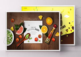 PSD模板：美食餐饮蔬菜水果面包摆盘高清海报广告素材