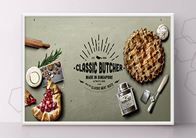 PSD模板：美食食材餐厅厨具厨房水果摆拍海报素材