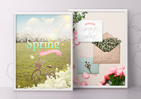 PSD模板：春天鲜花花束花瓣植物活动促销背景海报素材