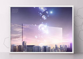 PSD模板：未来科技科幻城市房地产广告海报素材