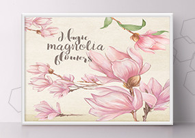 PSD模板：手绘水彩粉色花鸟花卉背景请帖贺卡设计素材，png/psd格式
