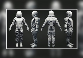 3D模型：太空人物宇航服宇航员3D模型 OBJ Blend格式