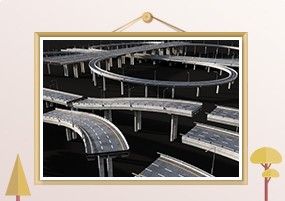 C4D模型：高速公路高架桥立交桥路面广告牌E3D模型