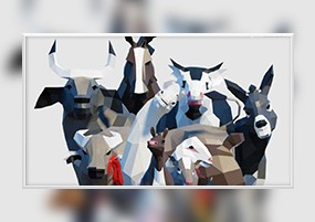 3D模型：低面多边形马牛驴羊农场动物模型合集 C4D 3DS FBX OBJ Blend格式