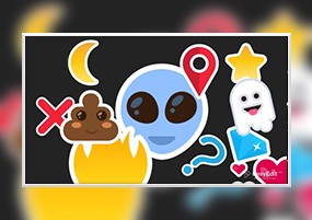 AE模板：Emoji卡通面部表情美颜装饰贴纸标签动画模板