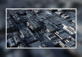 C4D模型：外星科幻建筑科技未来街区游戏场景3D模型预设