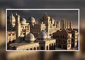 3D模型：中东特色纪念碑塔楼建筑3D模型Maya FBX OBJ格式