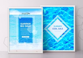PSD模板：夏季冰凉泳池度假休闲促销海报PSD素材