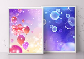 PSD模板：唯美梦幻紫色气球活动婚庆婚纱照海报PSD素材