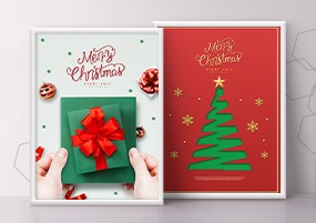 PSD模板：新年圣诞节老人树圣诞活动促销PS海报模板