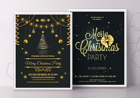 PSD模板：国外高端圣诞树星星装饰圣诞节平安夜海报素材