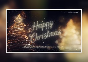 AE模板：新年快乐圣诞节金色粒子动画片头模板