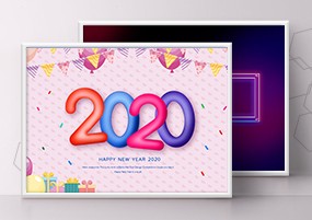 PSD模板：2020新年数字海报字体创意艺术字模板