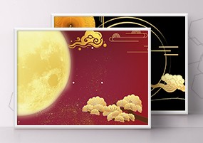 PSD模板：中国风月亮楼阁传统元素古典海报背景PSD素材