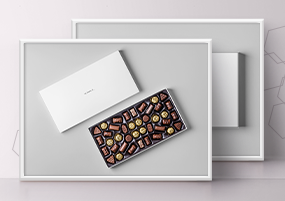 PSD模板：高端优雅巧克力食品包装设计样机贴图模板