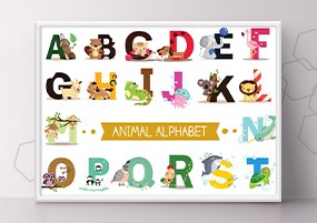 EPS矢量：英文字母卡通动物教育创意EPS矢量设计素材