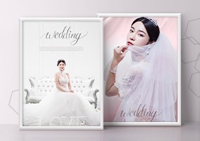 PSD模板：唯美婚礼新娘婚纱照鲜花柔光艺术海报模板