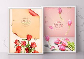 PSD模板：植物花卉鲜花创意春季上新促销海报PSD设计素材
