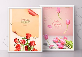 PSD模板：植物花卉鲜花创意春季上新促销海报PSD设计素材