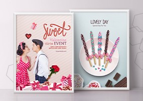 PSD模板：情人节爱心礼盒甜品鲜花小熊PSD设计素材