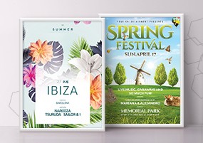 PSD模板：欧美春夏植物花卉海报设计年鉴素材