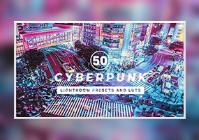 LUTs预设：50个赛博朋克霓虹灯城市夜景滤镜LR预设，PR/AE/PS/FCPX/达芬奇通用