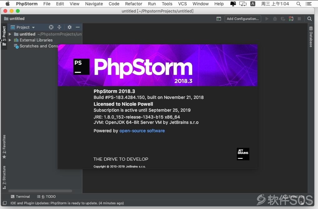 PhpStorm 2018 for Mac v2018.3.0 英文版 PHP开发工具 安装激活详解